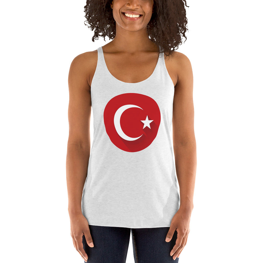 Women's Racerback Tank - Circle Flag of Turkey Badge