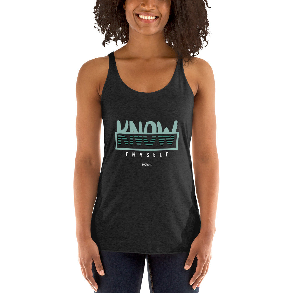 Women's Racerback Tank - Socrates quotes, "Know Thyself"