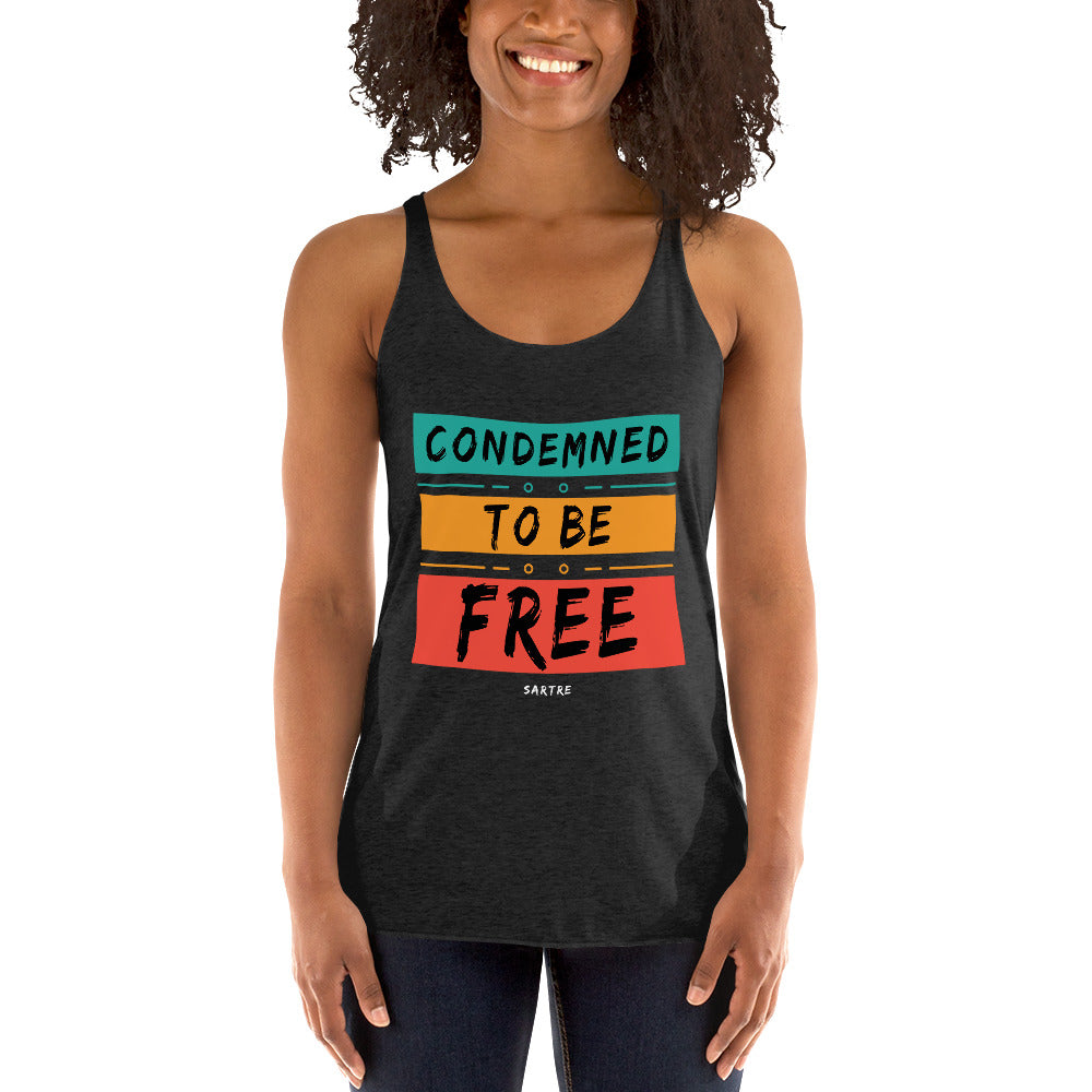 Women's Racerback Tank - Sartre quotes, "Condemned to be free"