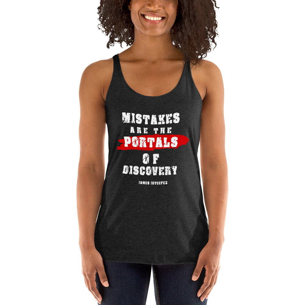 Women's Racerback Tank - James Joyce quotes, "Mistakes are the portals of discovery"