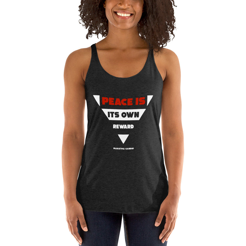 Women's Racerback Tank - Mahatma Gandhi quotes, "Peace is its own reward"