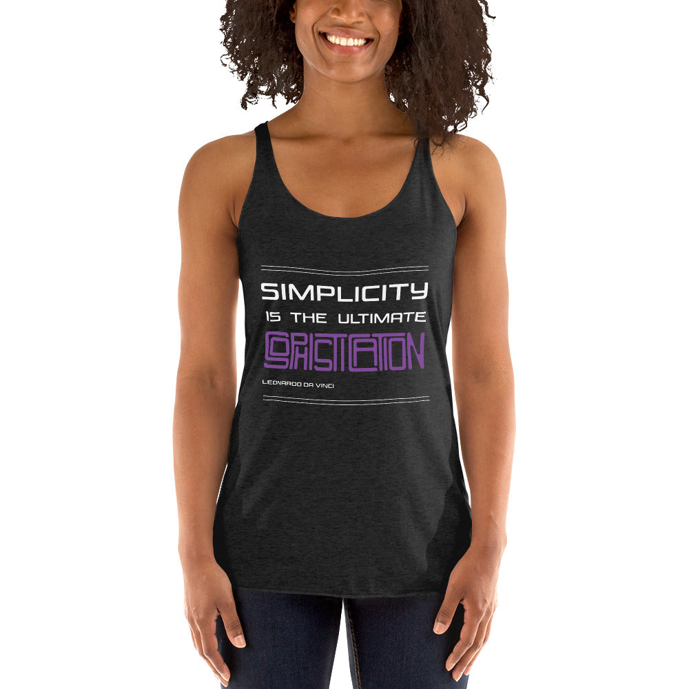 Women's Racerback Tank - Leonardo da vinci's Quotes, "Simplicity is the ultimate sophistication"