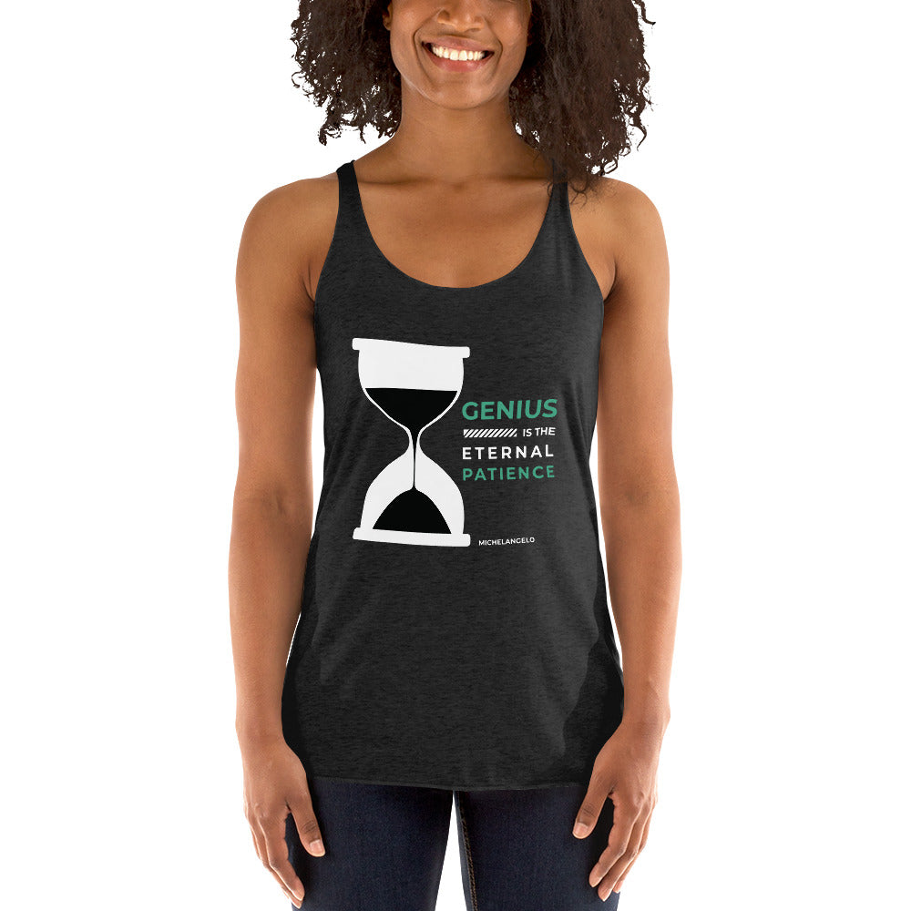 Women's Racerback Tank - Michelangelo's Quotes, "Genius is the eternal patience."