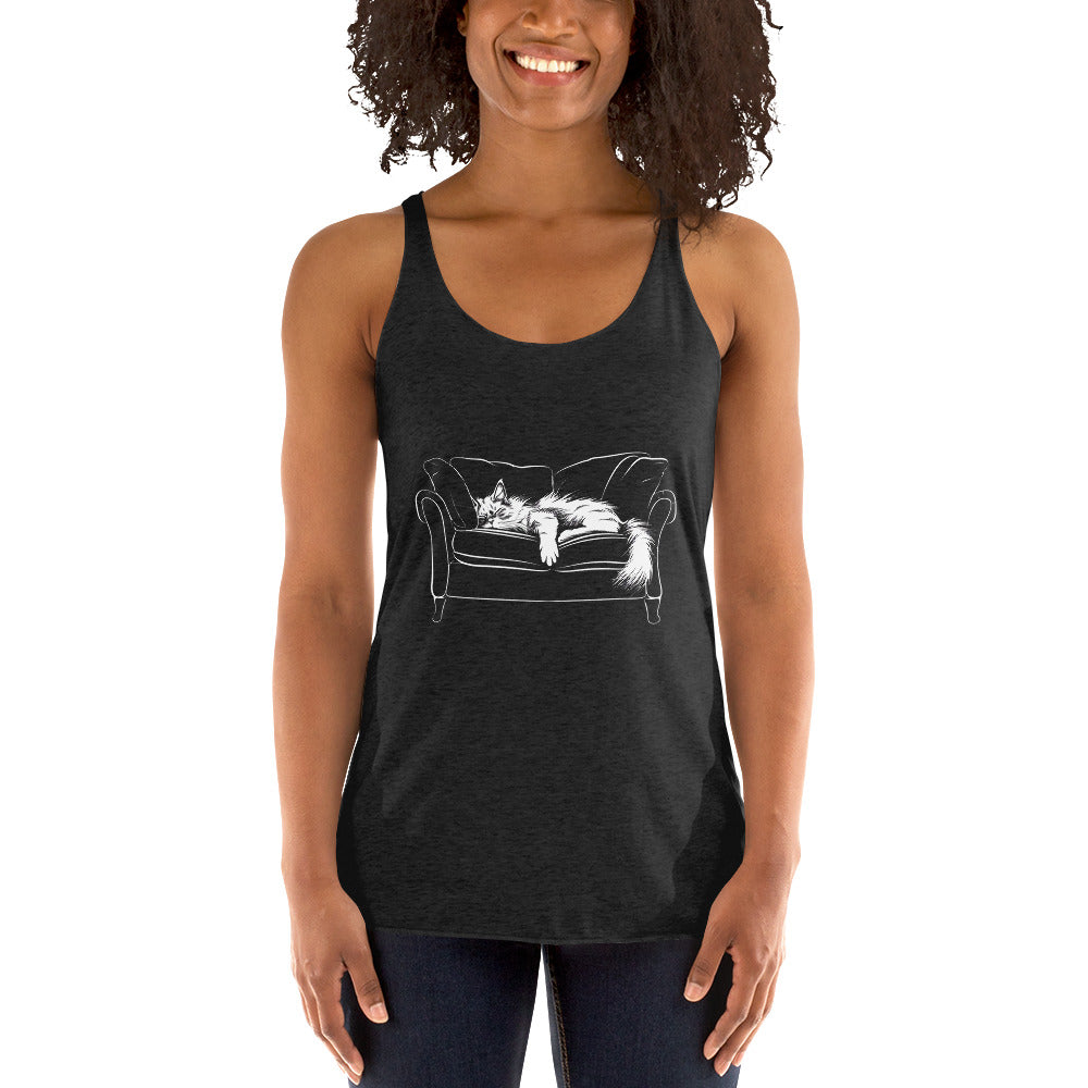 Women's Racerback Tank - Cat in a Cozy Place