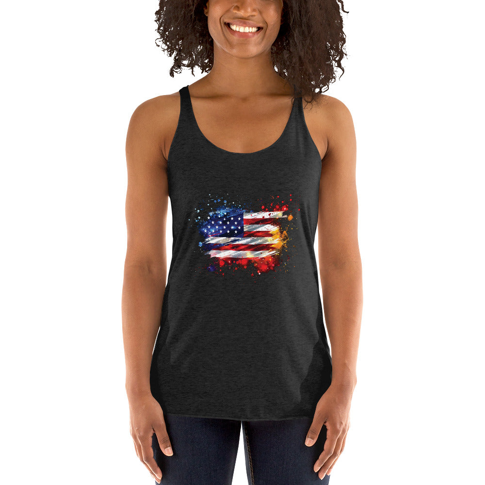 Women's Racerback Tank - American Flag