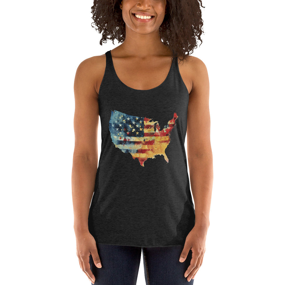 Women's Racerback Tank - USA Map