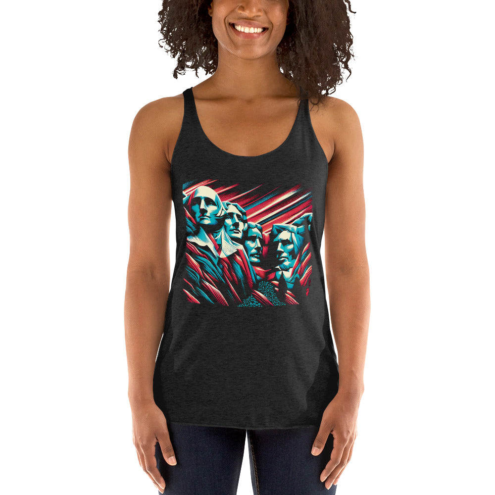 Women's Racerback Tank - Mount Rushmore in Blue and Pink