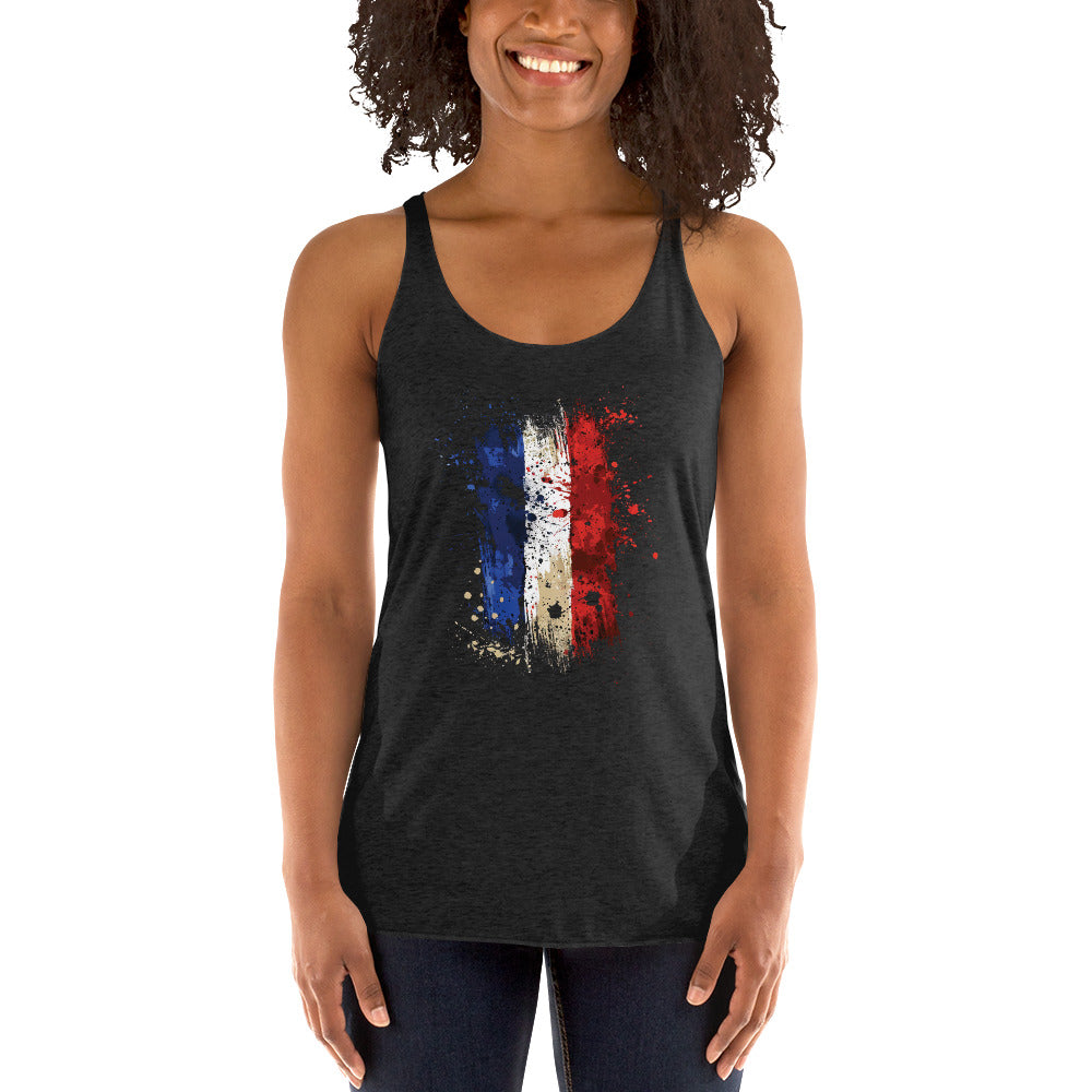 Women's Racerback Tank - France Flag with splash colors