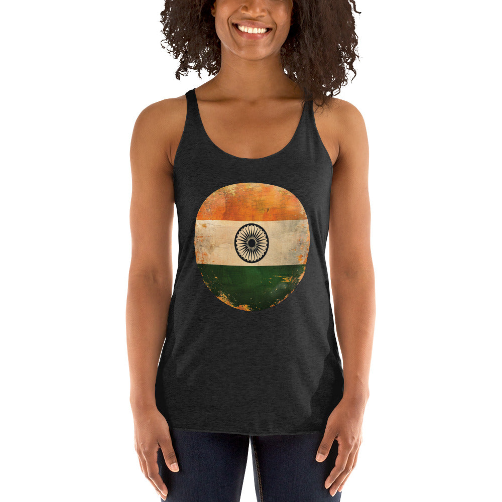 Women's Racerback Tank -  Flag Of India In Circle shape. Badge