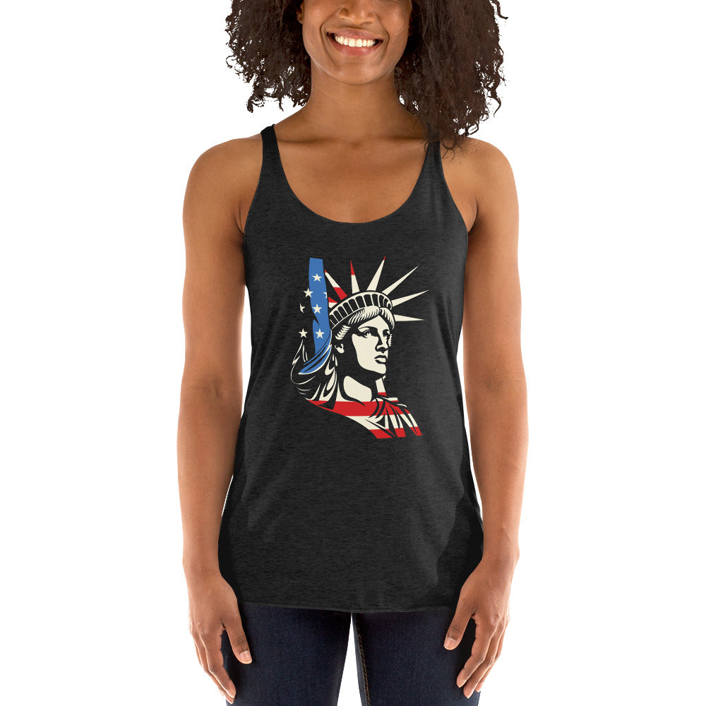 Women's Racerback Tank - The Statue of Liberty in American flag colors