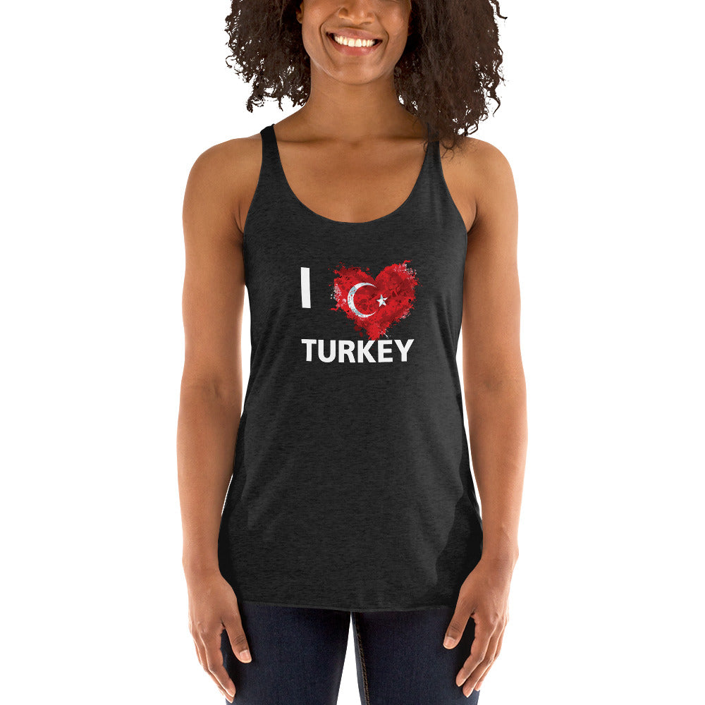 Women's Racerback Tank -  I Love Turkey