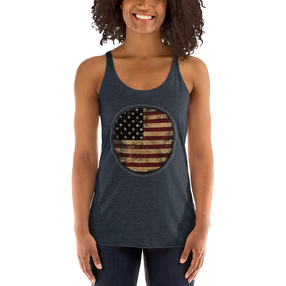 Women's Racerback Tank -  Circle American Flag