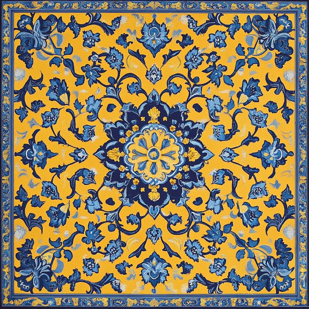 Persian motives, Blue and yellow pattern