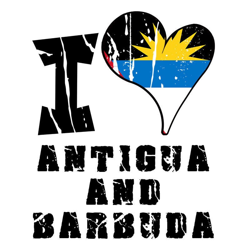 Unisex Sweatshirt - I Love Antigua and Barbuda with scratchy flag