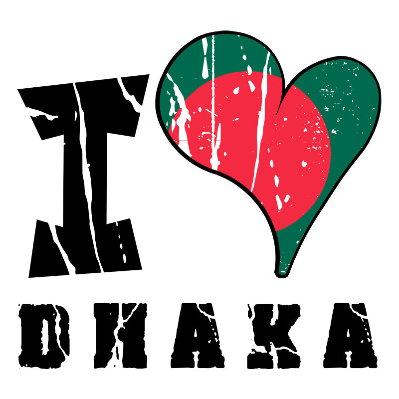 Unisex Sweatshirt - I Love Dhaka with scratchy flag