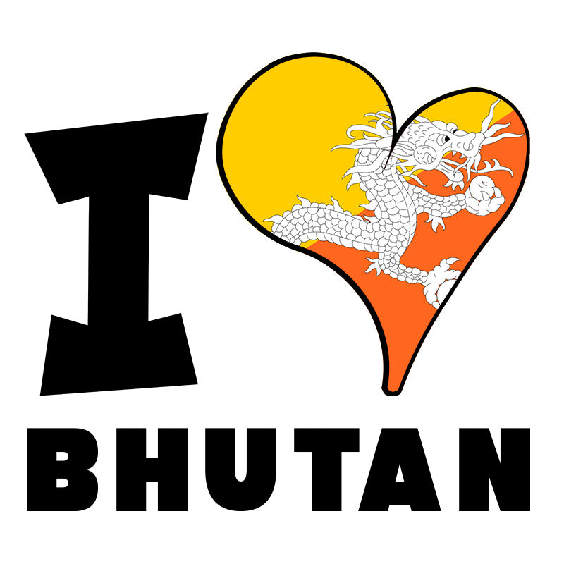 Unisex Hoodie - I Love Bhutan Flag