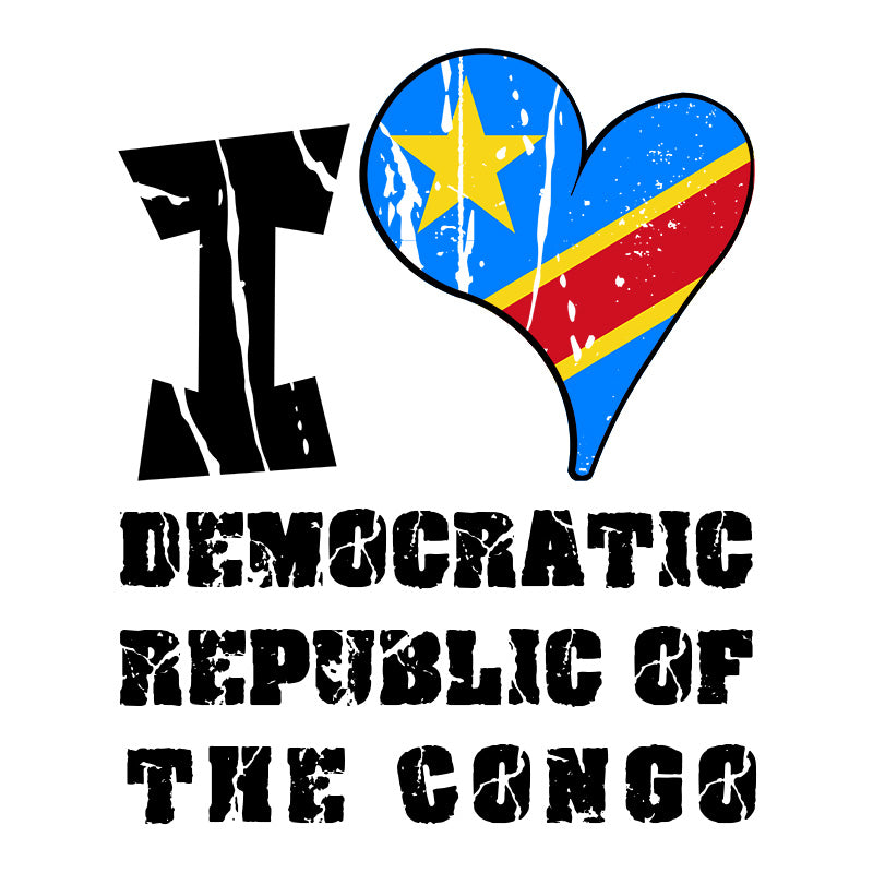 Unisex Sweatshirt - I Love Democratic Republic of the Congo with scratchy flag