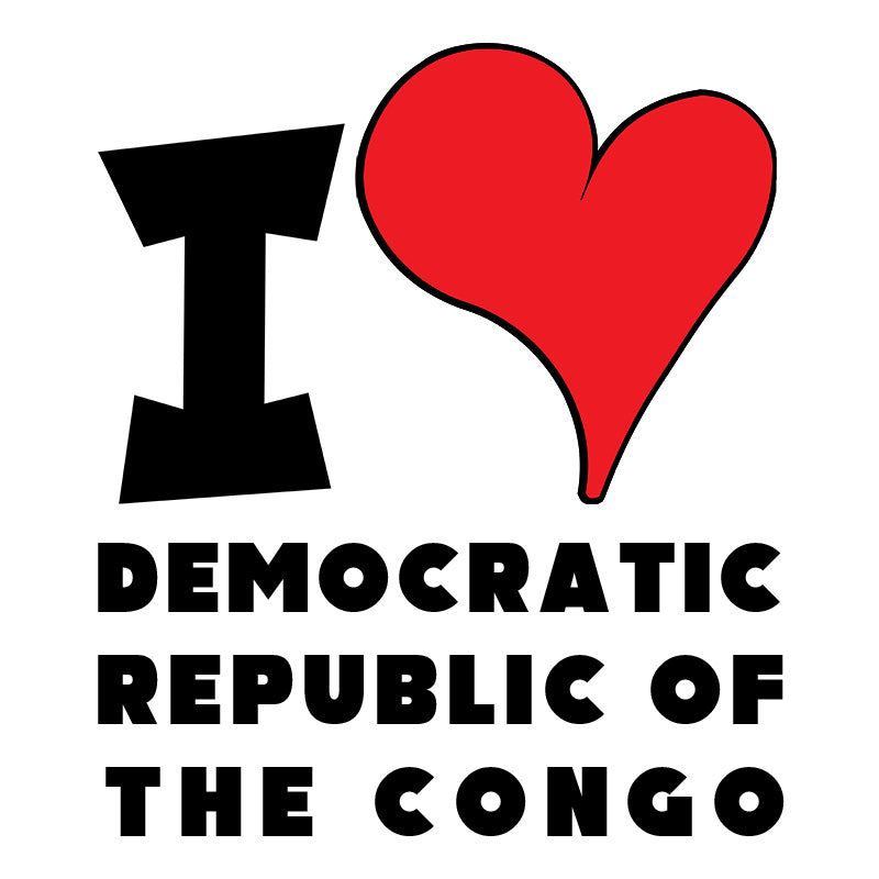 Unisex Hoodie - I Love Democratic Republic of the Congo Red