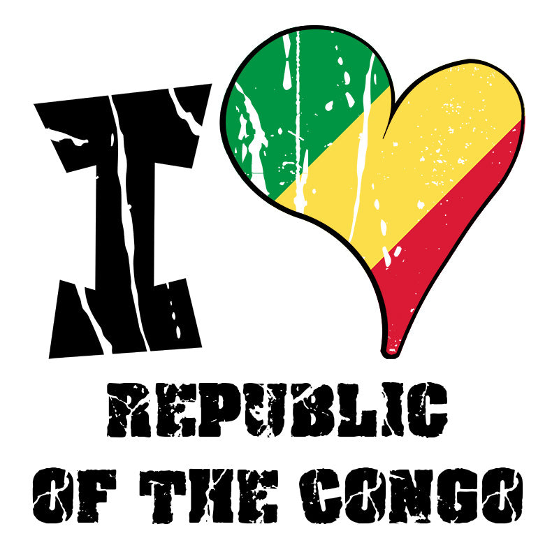 Unisex Sweatshirt - I Love Republic of the Congo with scratchy flag