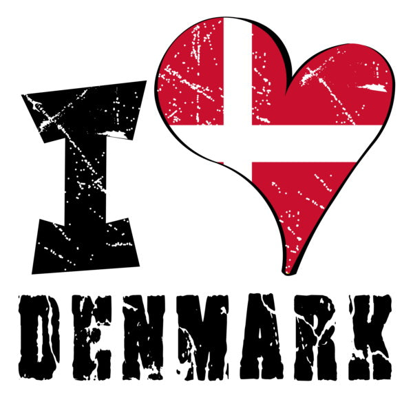 Unisex Sweatshirt - I Love Denmark with scratchy flag