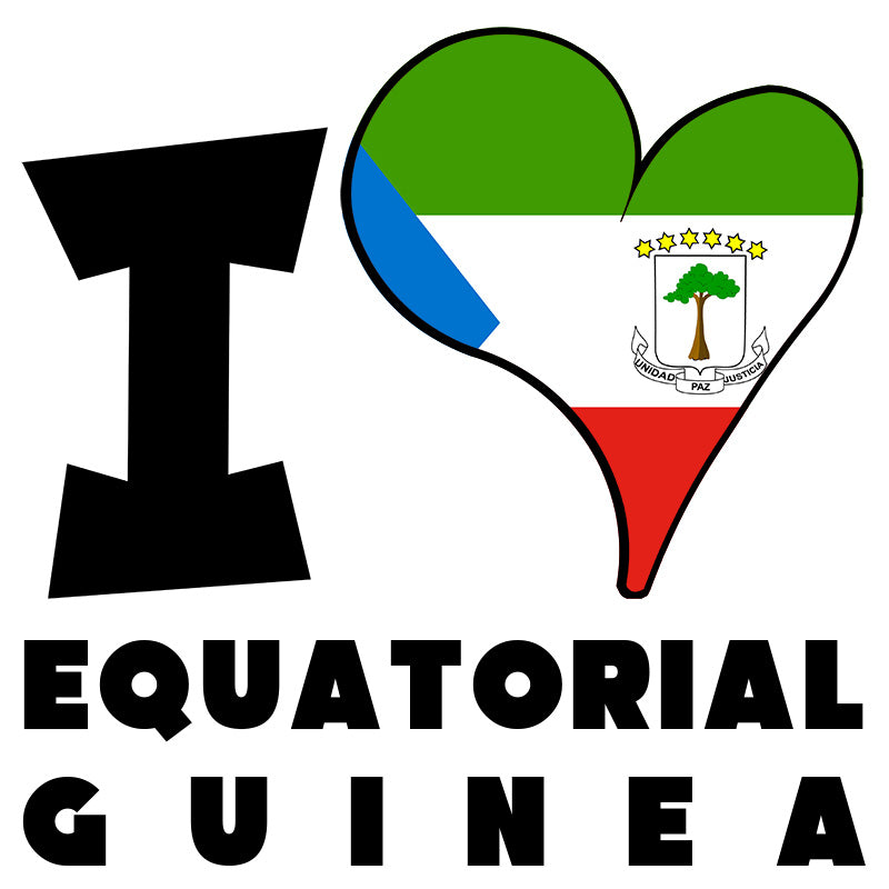 Unisex Hoodie - I Love Equatorial Guinea Flag