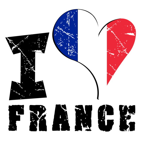 Unisex Sweatshirt - I Love France with scratchy flag