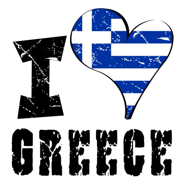 Unisex Sweatshirt - I Love Greece with scratchy flag