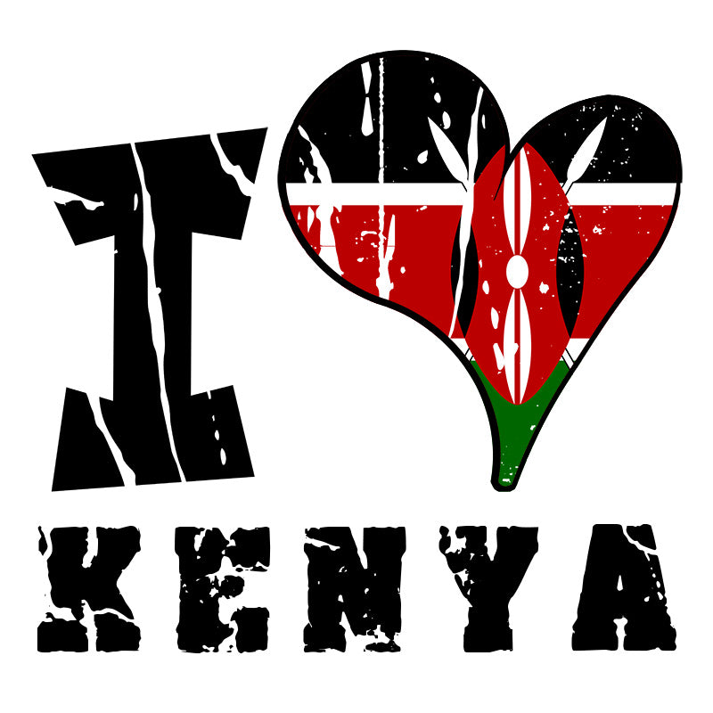 Unisex Sweatshirt - I Love Kenya with scratchy flag