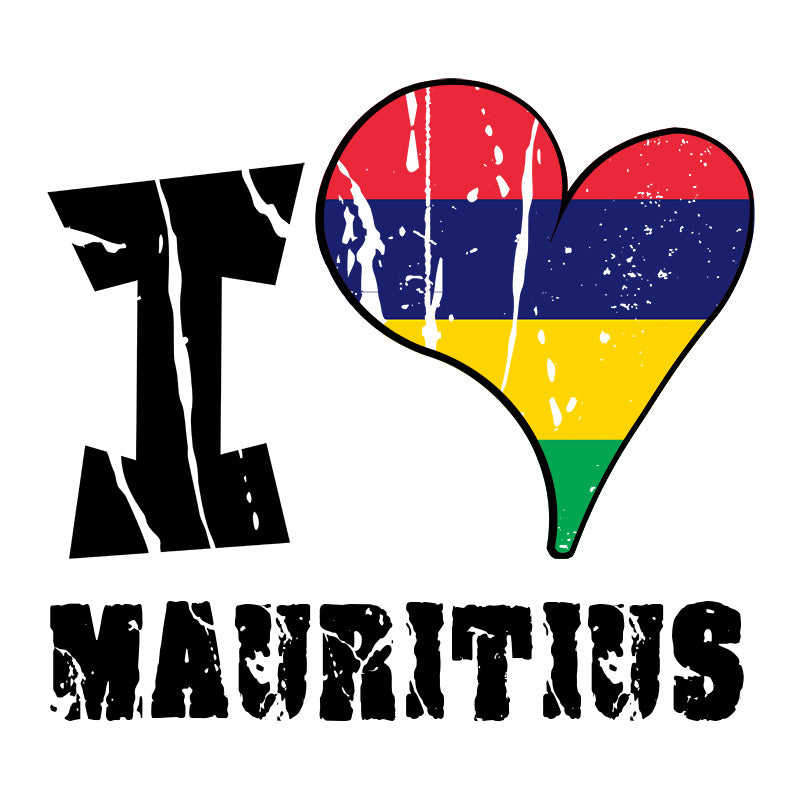 Unisex Sweatshirt - I Love Mauritius with scratchy flag