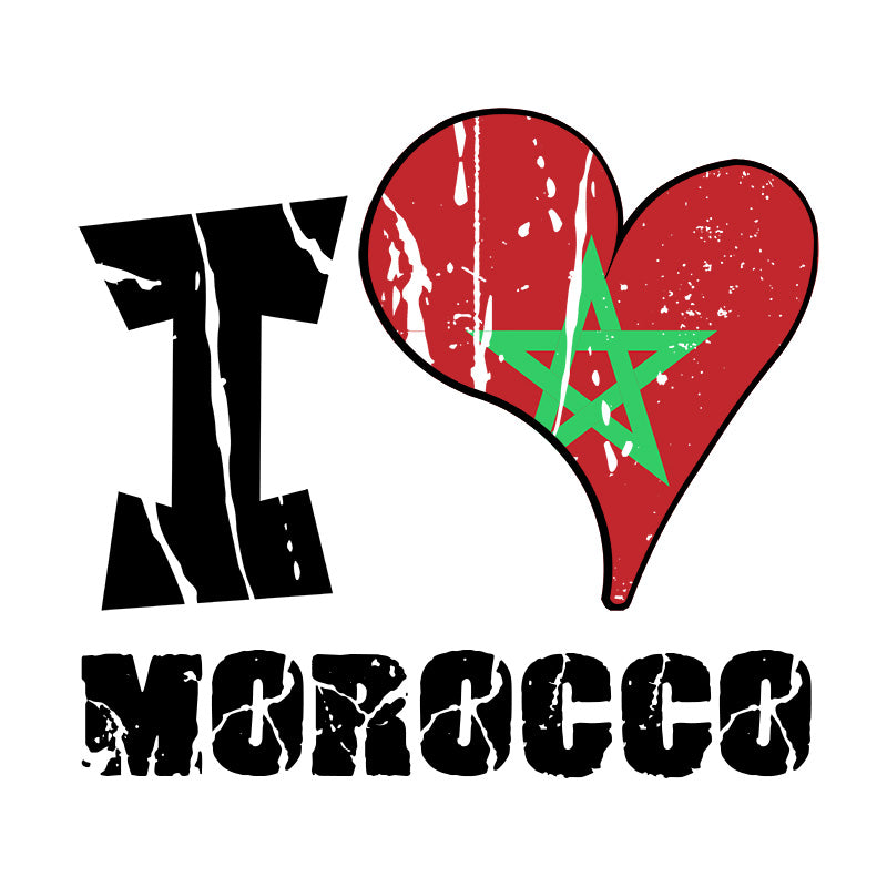 Unisex Hoodie - I Love Morocco with scratchy flag