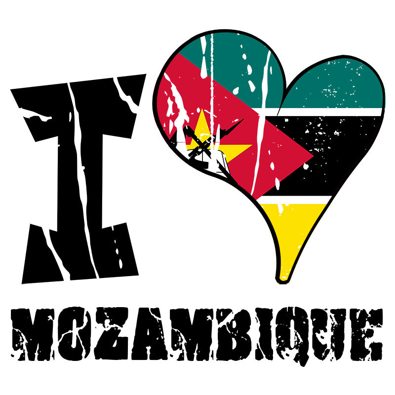 Unisex Hoodie - I Love Mozambique with scratchy flag