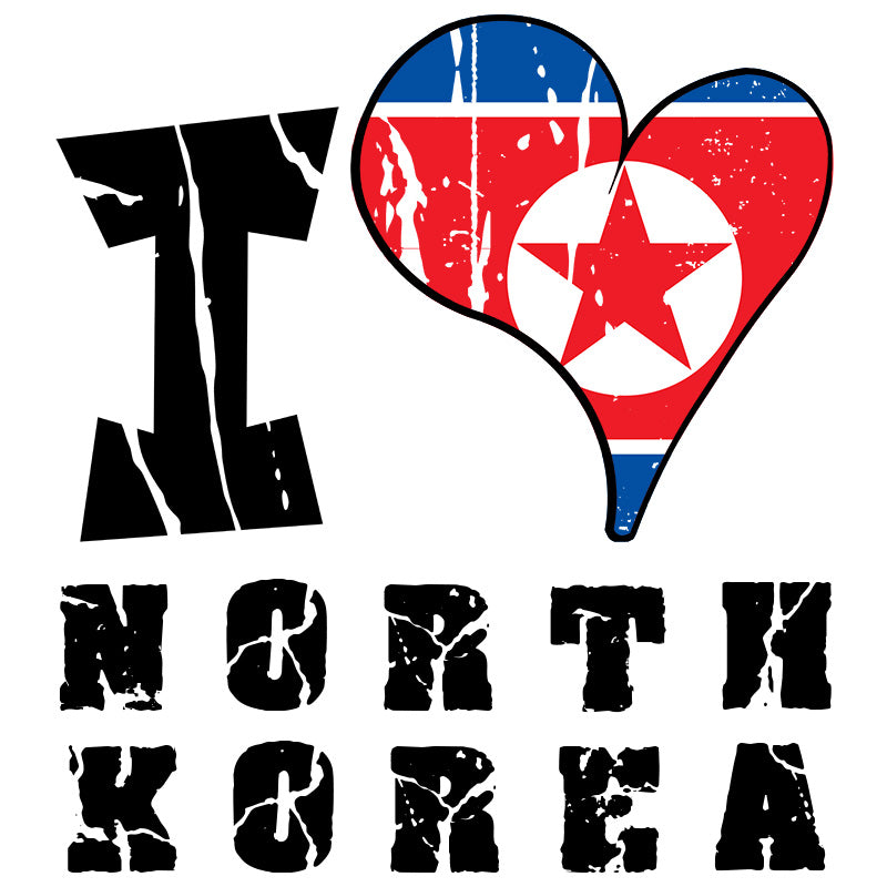 Unisex Sweatshirt - I Love North Korea with scratchy flag