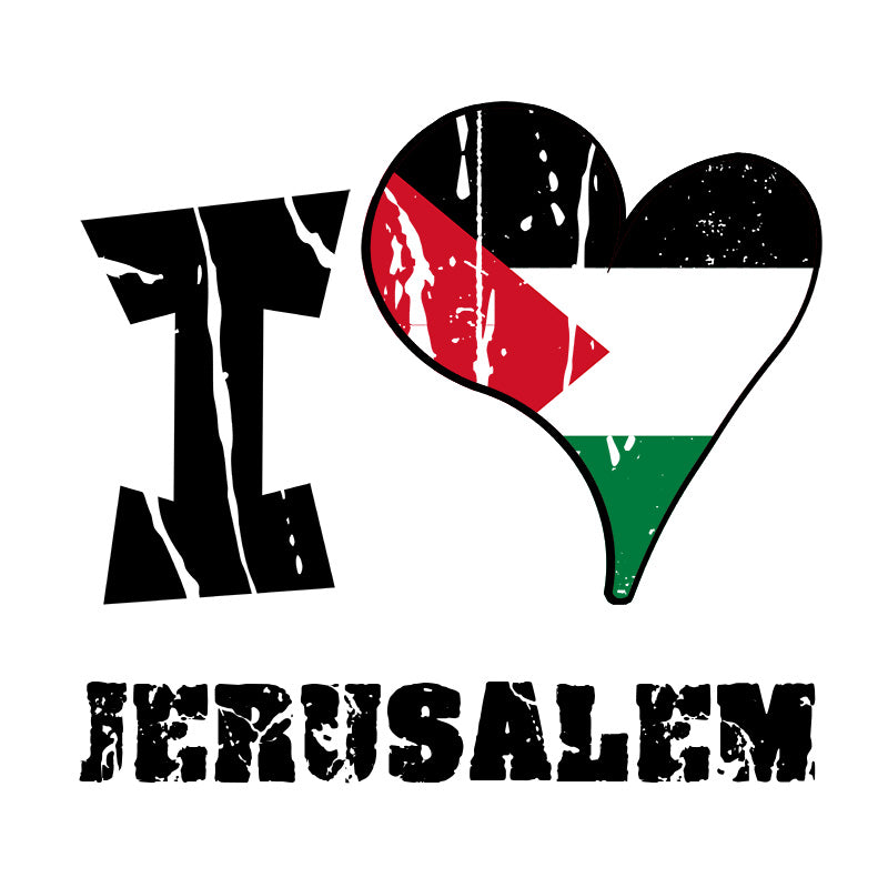 Unisex Sweatshirt - I Love Jerusalem with scratchy flag