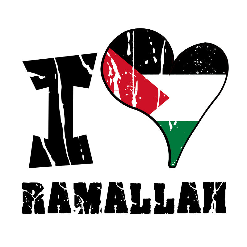 Unisex Sweatshirt - I Love Ramallah with scratchy flag