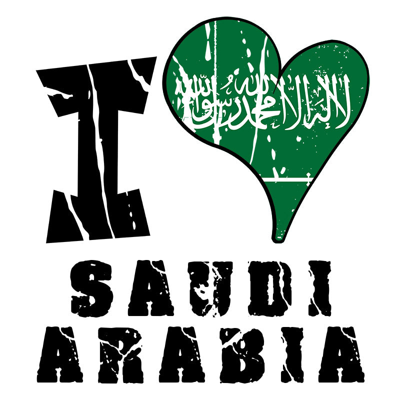 Unisex Sweatshirt - I Love Saudi Arabia with scratchy flag