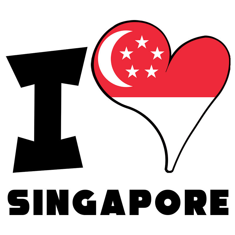 Unisex Hoodie - I Love Singapore Flag