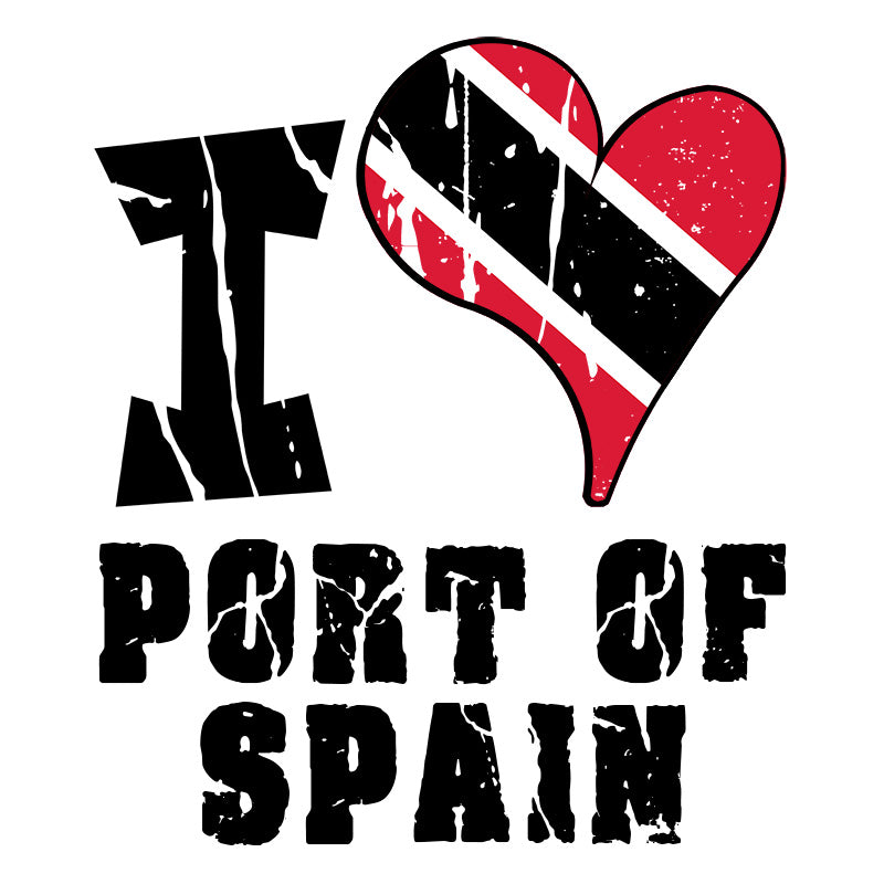 Unisex Sweatshirt - I Love Port of Spain with scratchy flag