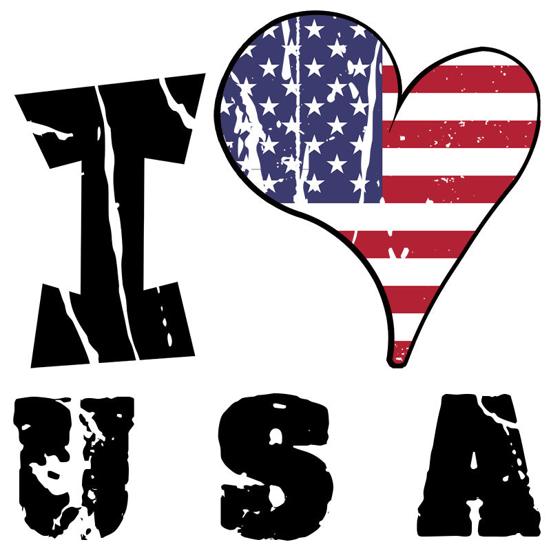 Unisex Hoodie - I Love USA with scratchy flag