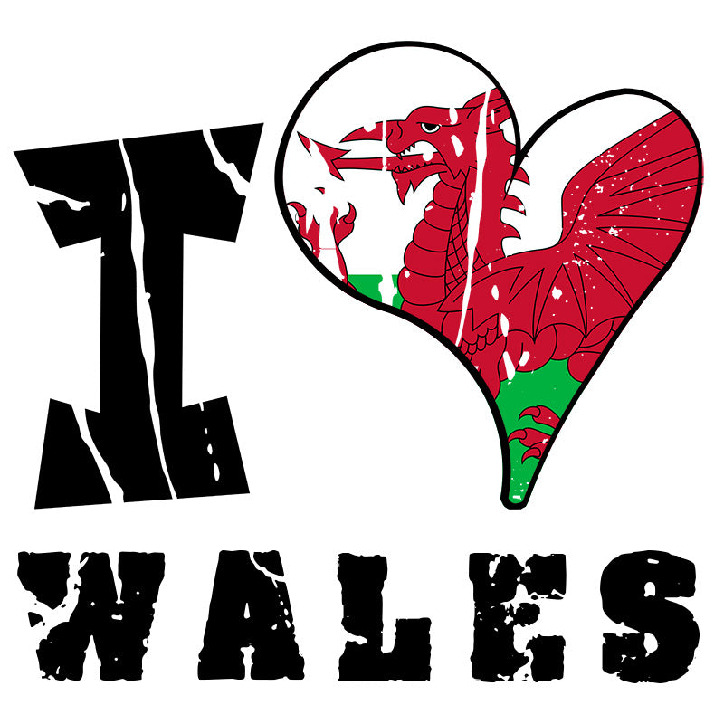 Unisex Sweatshirt - I Love Wales with scratchy flag