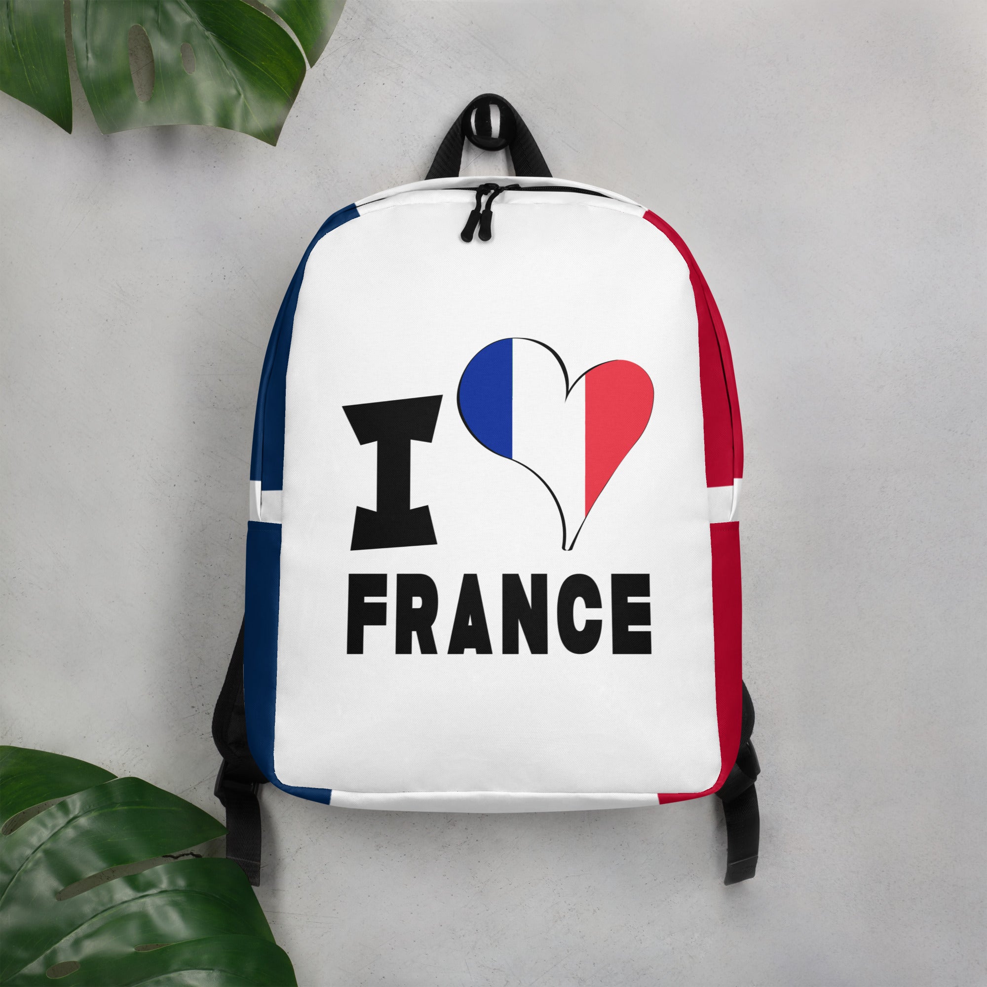 Minimalist Backpack - I Love France Flag