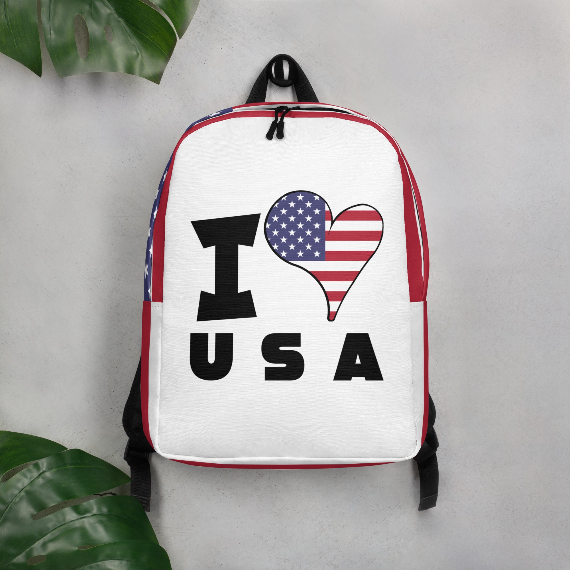 Minimalist Backpack - I Love USA Flag