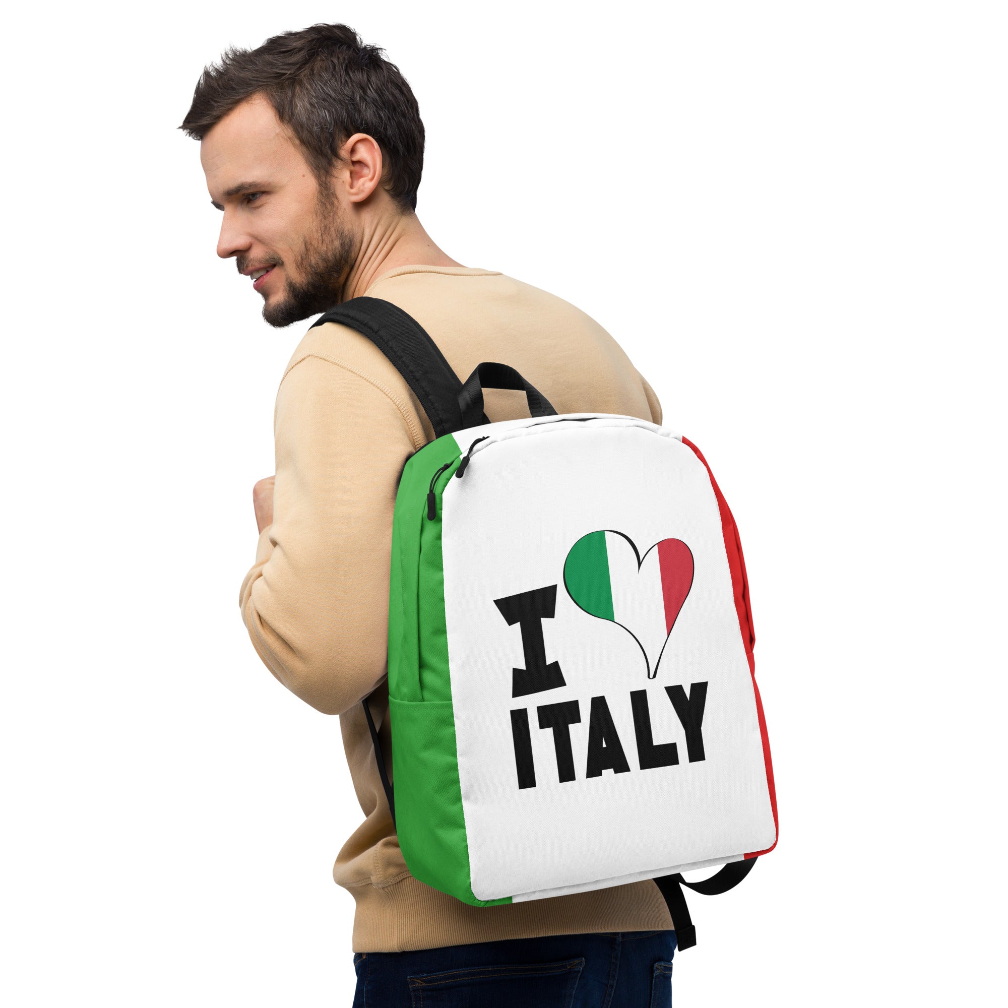 Minimalist Backpack - I Love Italy Flag