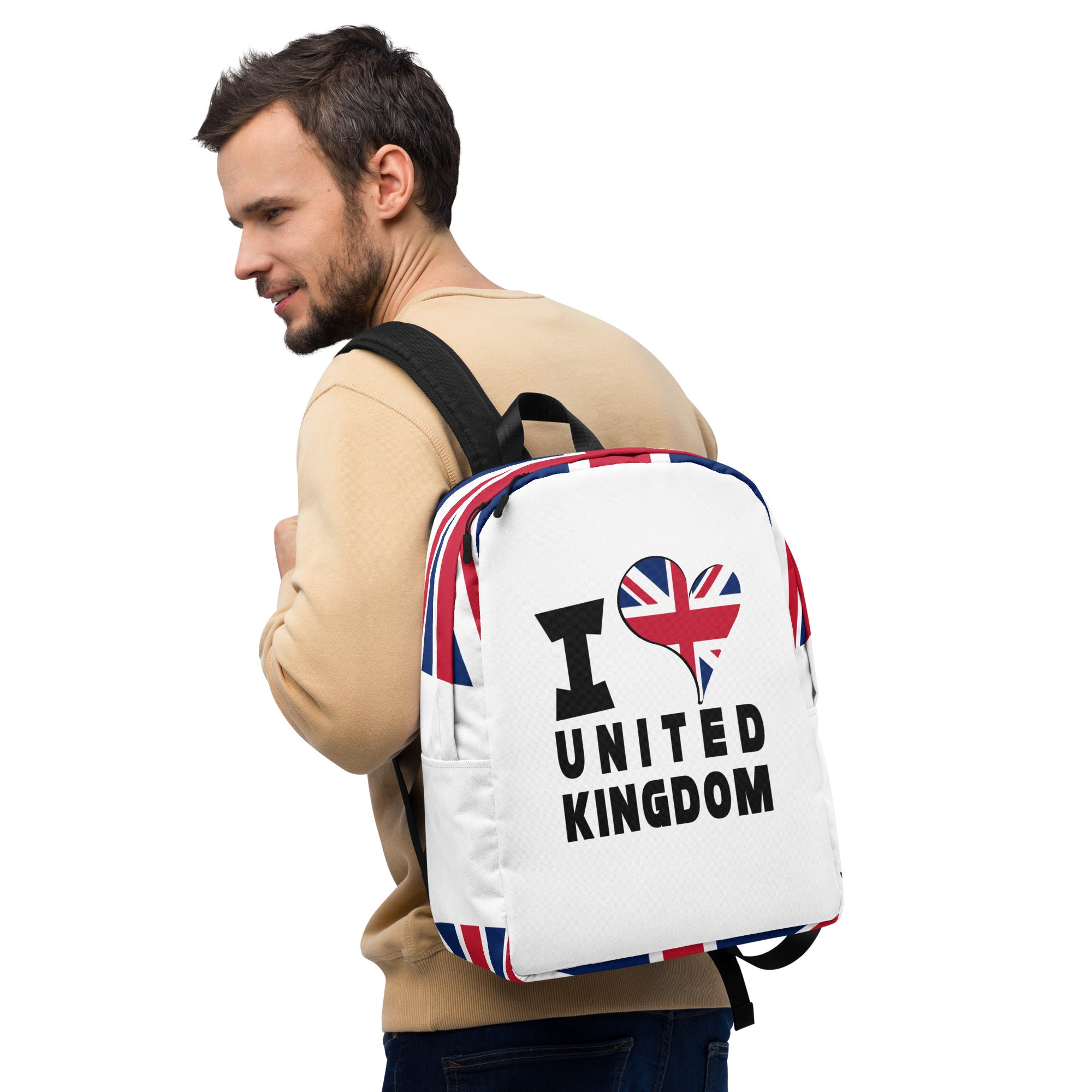 Minimalist Backpack - I Love UK Flag