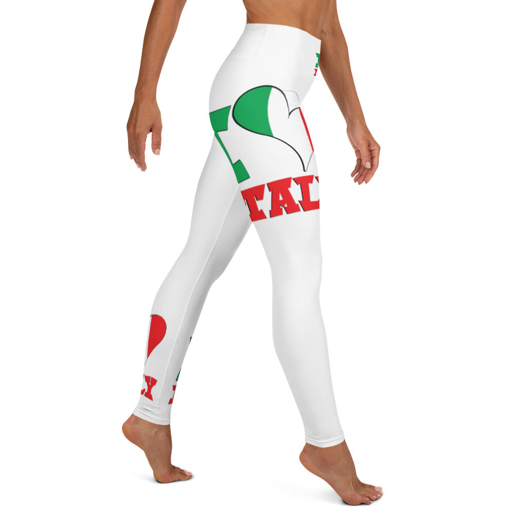 I Love Italy yoga leggings featuring a bold "I Love Italy" design.