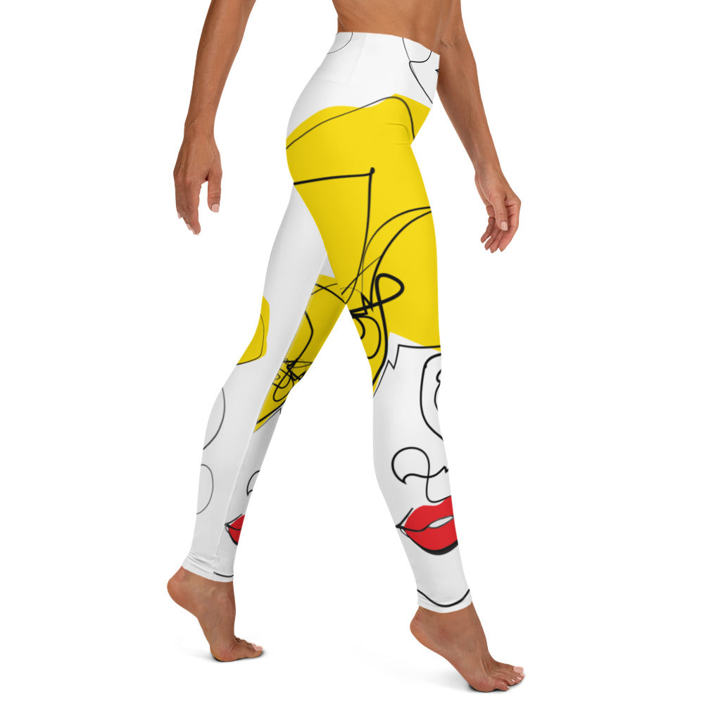 Yellow Flower yoga leggings featuring a vibrant yellow floral design.