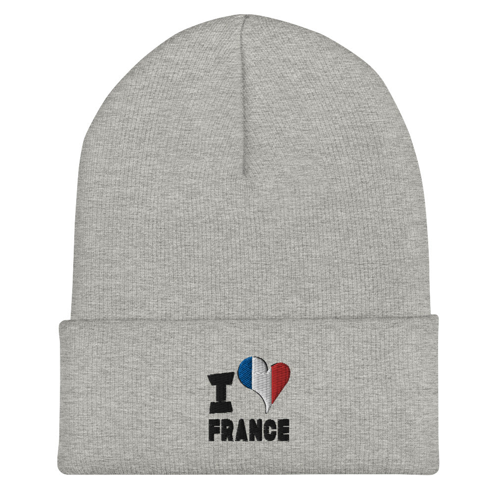 Cuffed Beanie - I Love France Flag