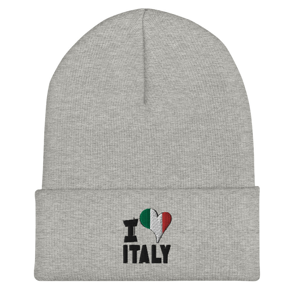 Cuffed Beanie - I Love Italy Flag