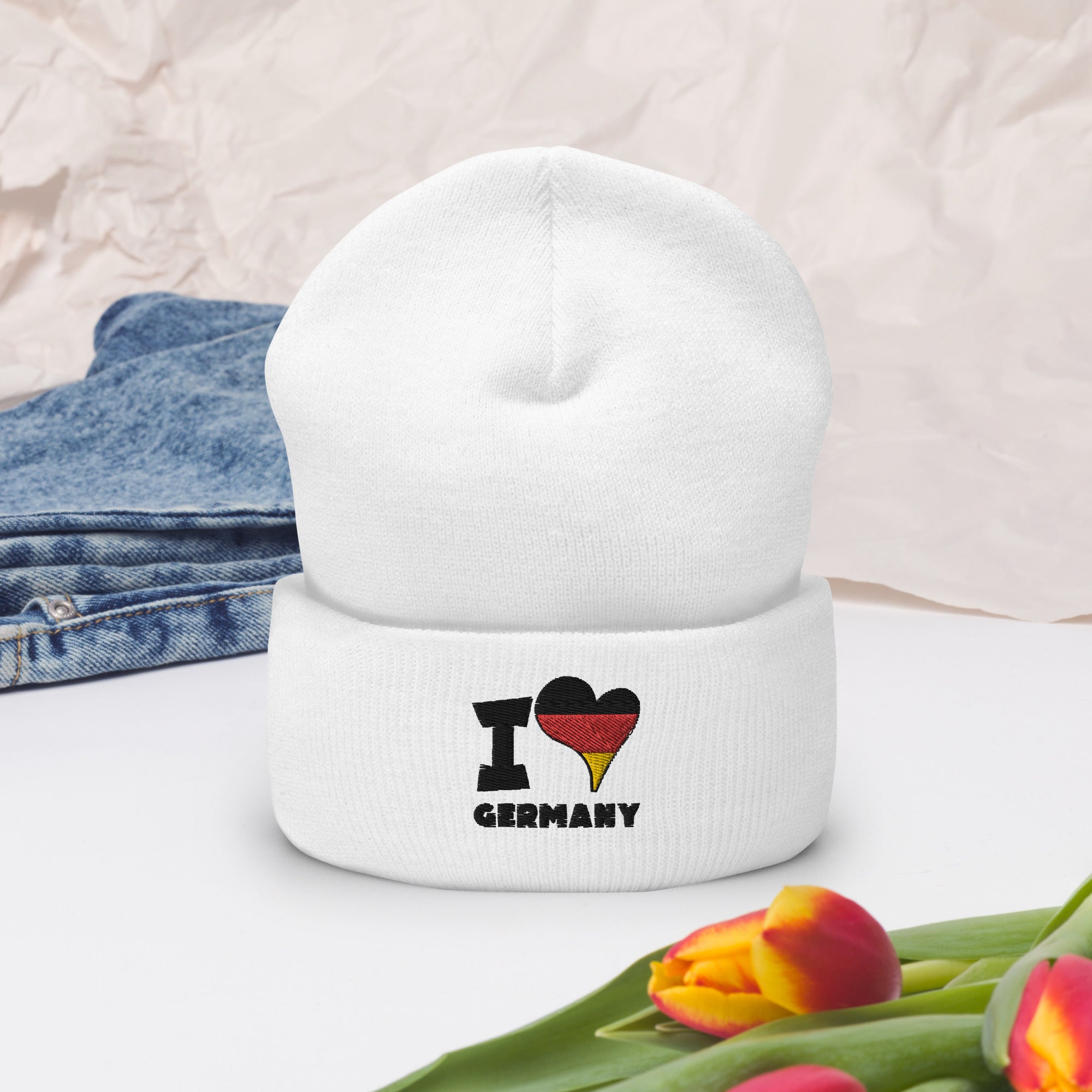 Cuffed Beanie - I Love Germany Flag