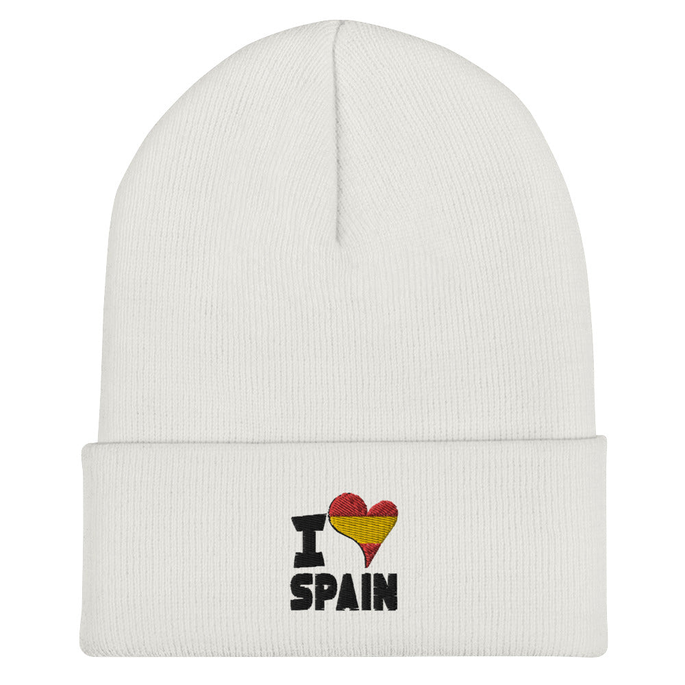 Cuffed Beanie - I Love Spain Flag