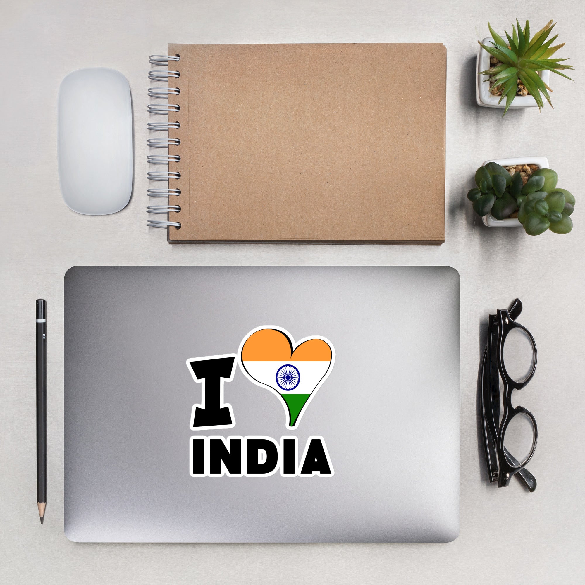 Bubble-free stickers - I Love India Flag